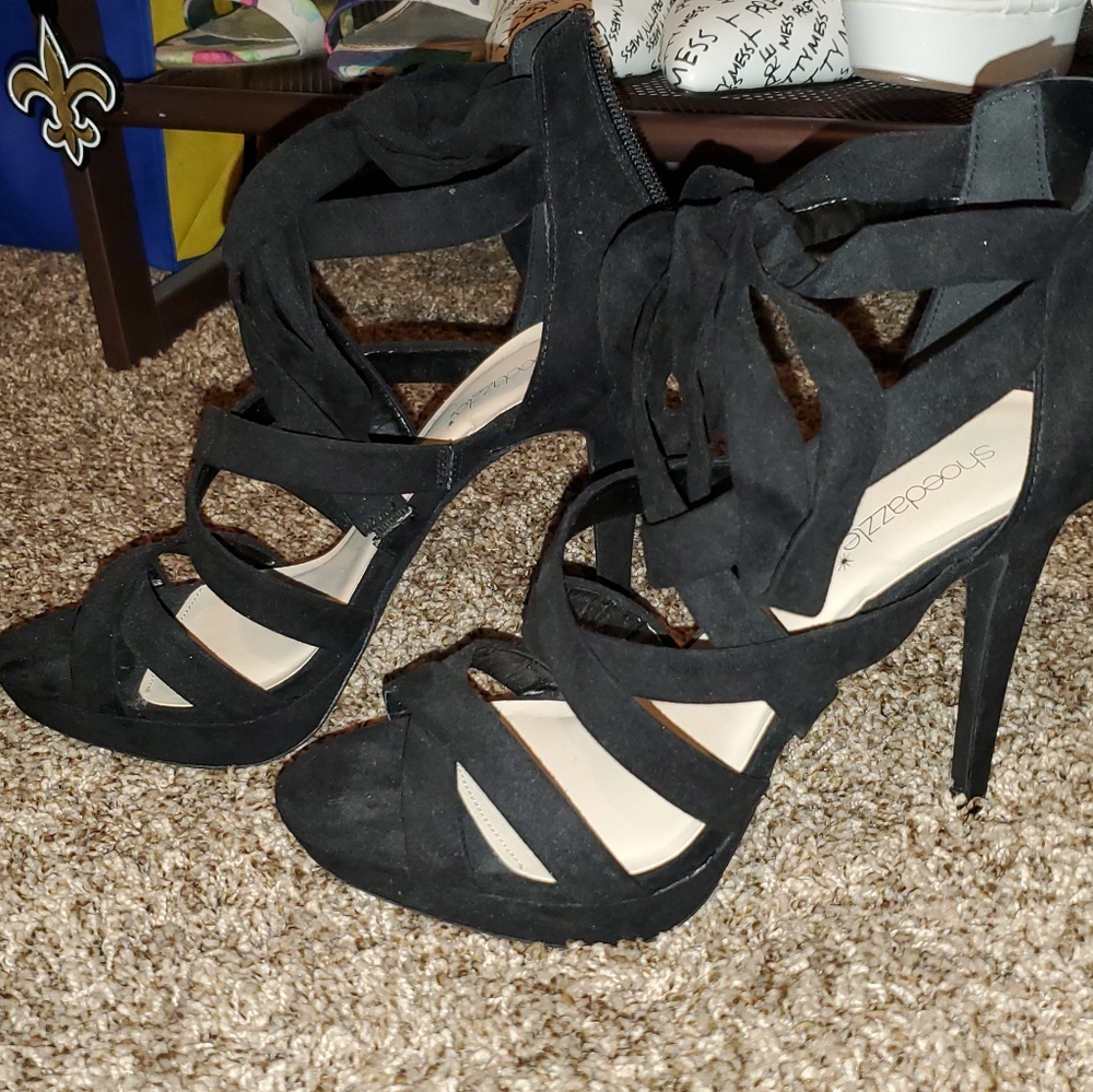 Black strap stilletos